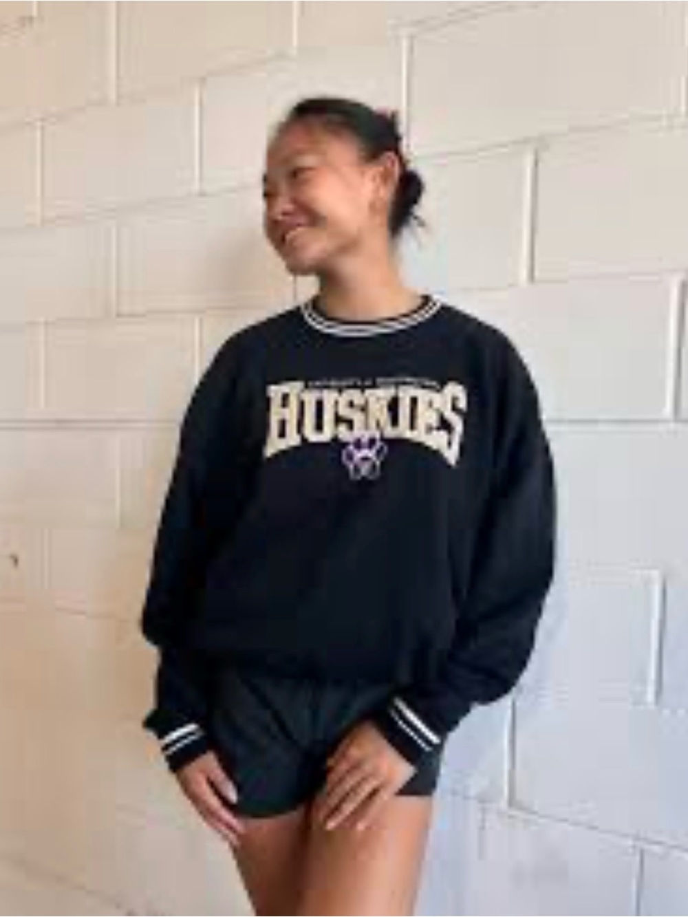 Hollister University Of Washington Huskies Crew-Neck Boxy Fit Sweatshirt